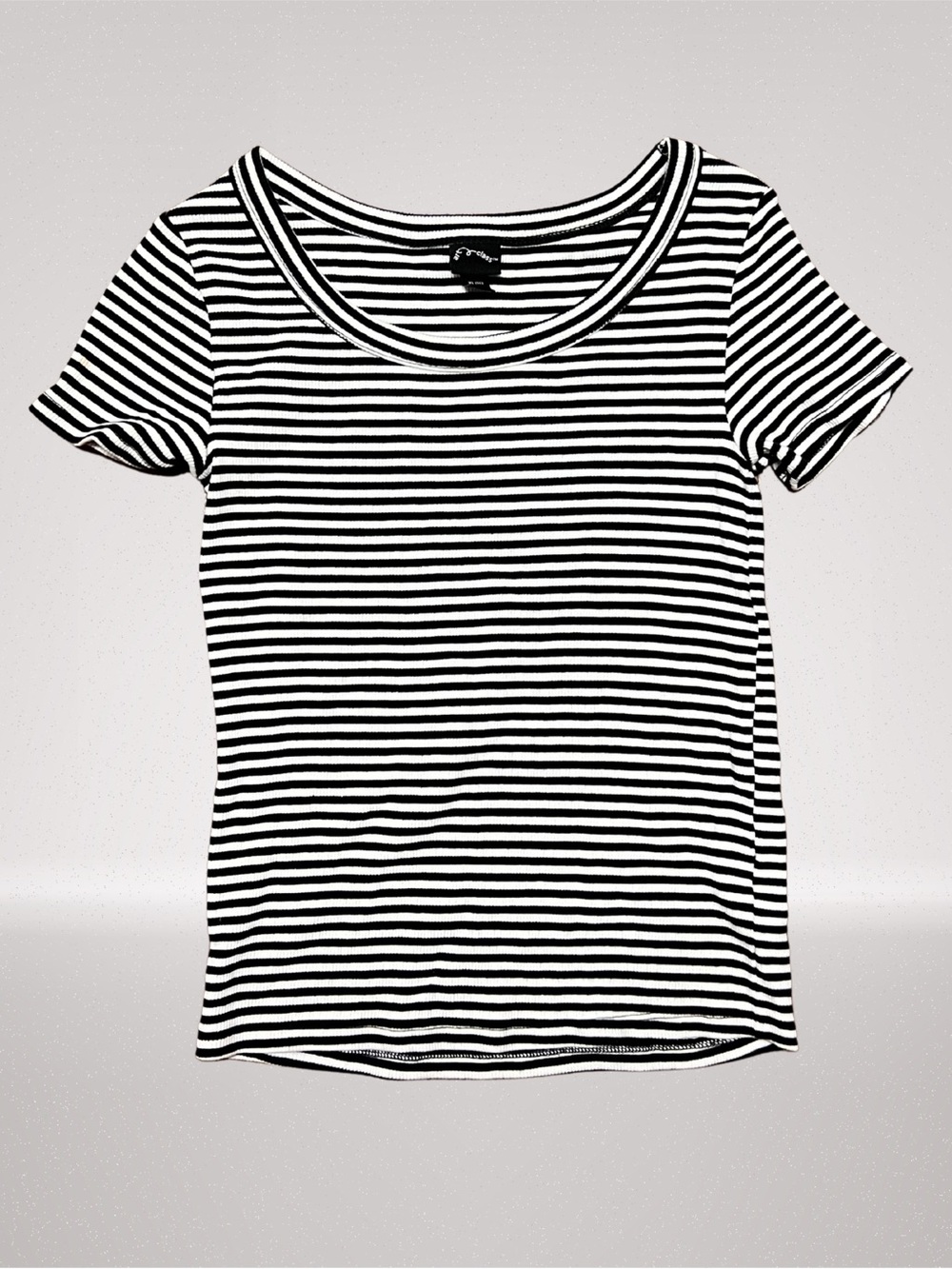 Art Class Girls Black & White Striped Short Sleeve Top Size XL 14